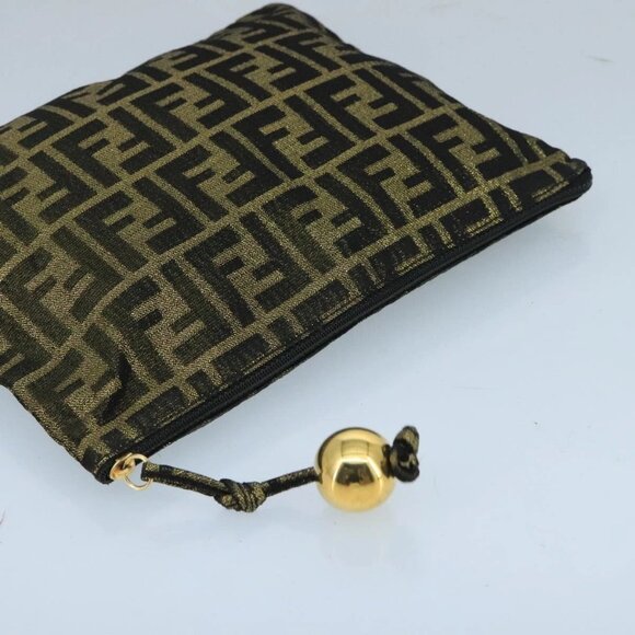 FENDI Zucca Canvas Pouch Gold Auth 102385 - Picture 9 of 15